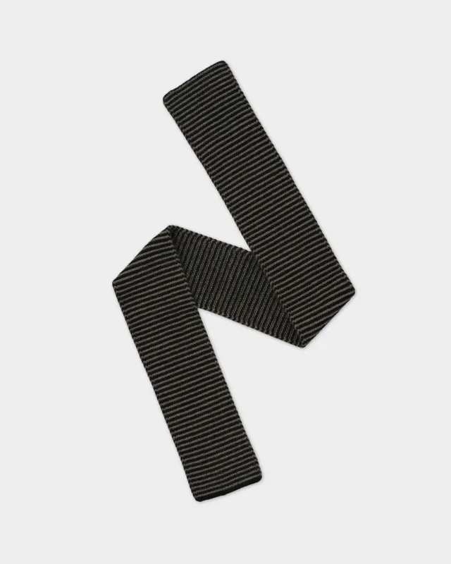 JG Small Thin Garter Stitch Scarf Black/Moss sold by Eat Dust