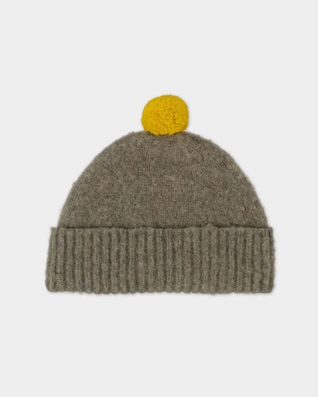 JG Brushed Plain Contrast Pom Pom Hat Moss sold by Eat Dust
