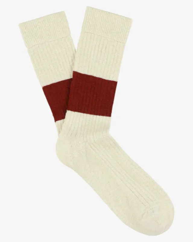 Escuyer Melange Band Socks Ecru/Brick sold by Eat Dust