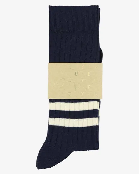 Escuyer Stripes Socks Blue/Ecru sold by Eat Dust product image thumbnail 2