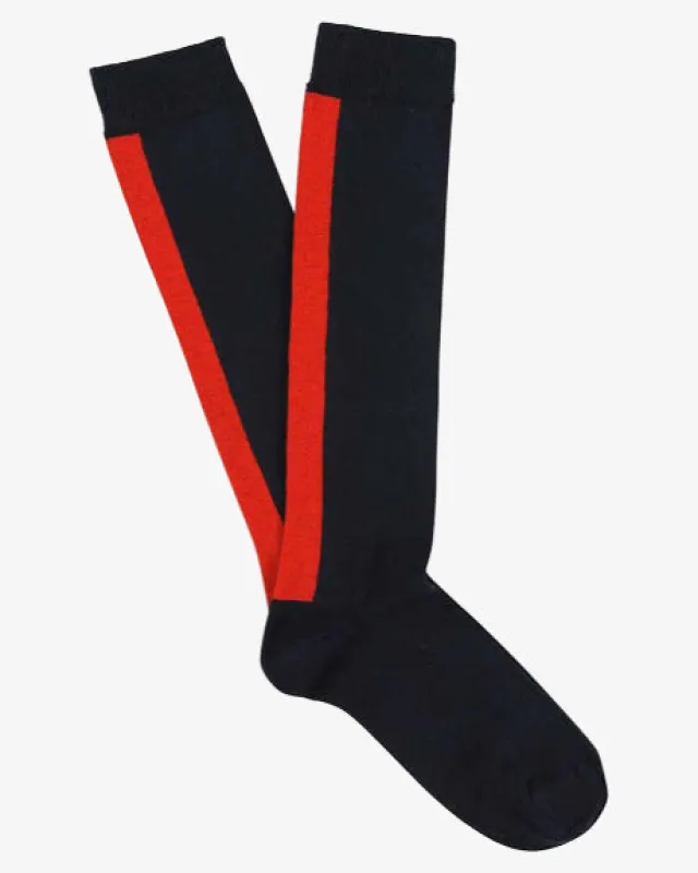 Escuyer Women's Knee High Socks Navy/Red sold by Eat Dust