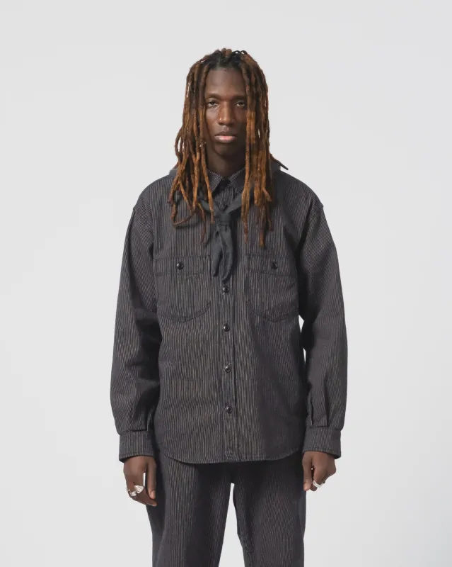 Mechanic Shirt Boro Stripes Navy/Ecru sold by Eat Dust