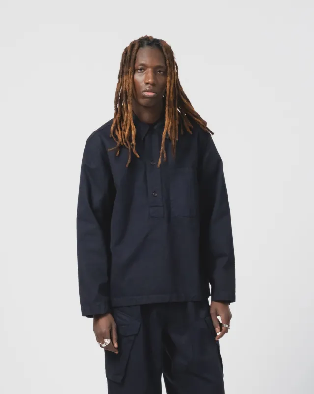 Fisherman Shirt Gabardine Satin Inkt made by Eat Dust