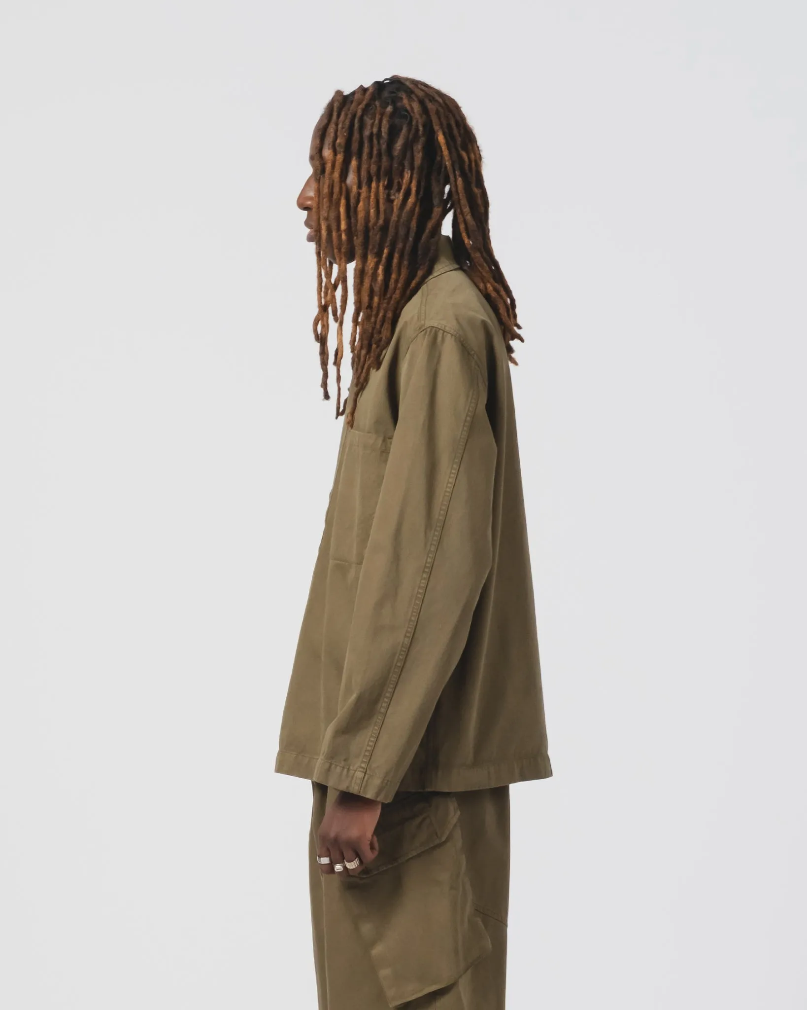 Fisherman Shirt Gabardine Satin Fossil Green sold by Eat Dust product image thumbnail 3