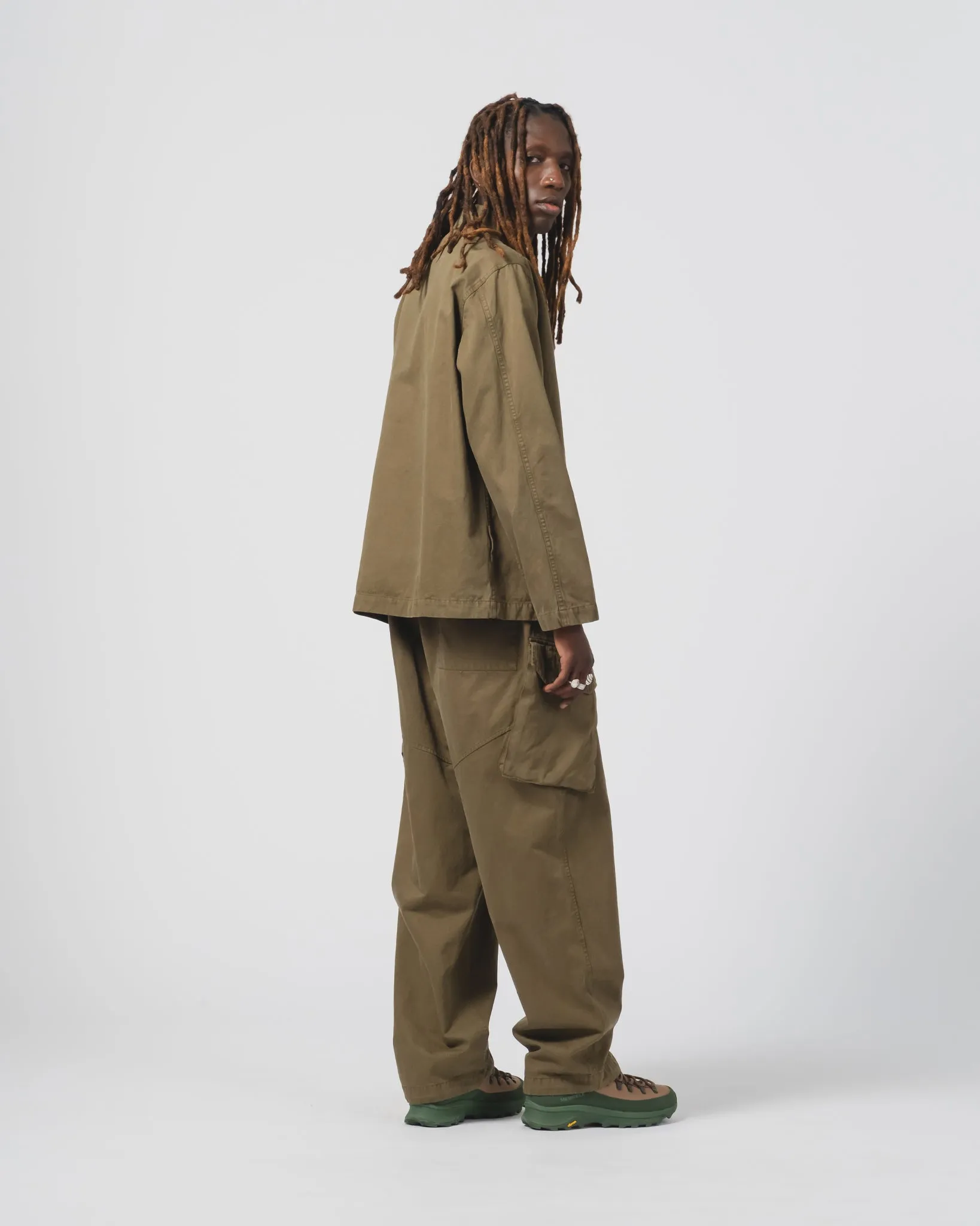 Fisherman Shirt Gabardine Satin Fossil Green sold by Eat Dust product image thumbnail 4