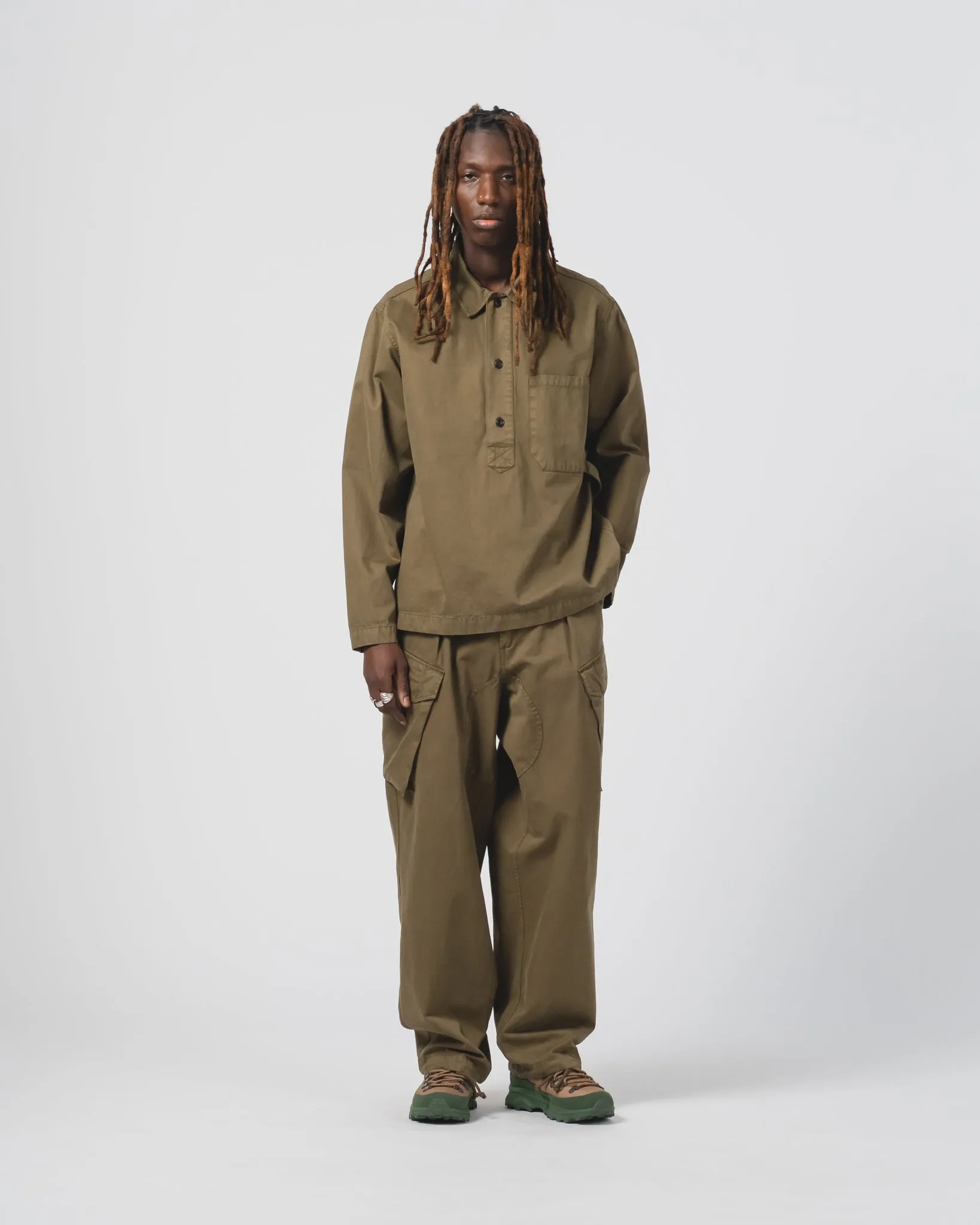 Fisherman Shirt Gabardine Satin Fossil Green sold by Eat Dust product image thumbnail 2
