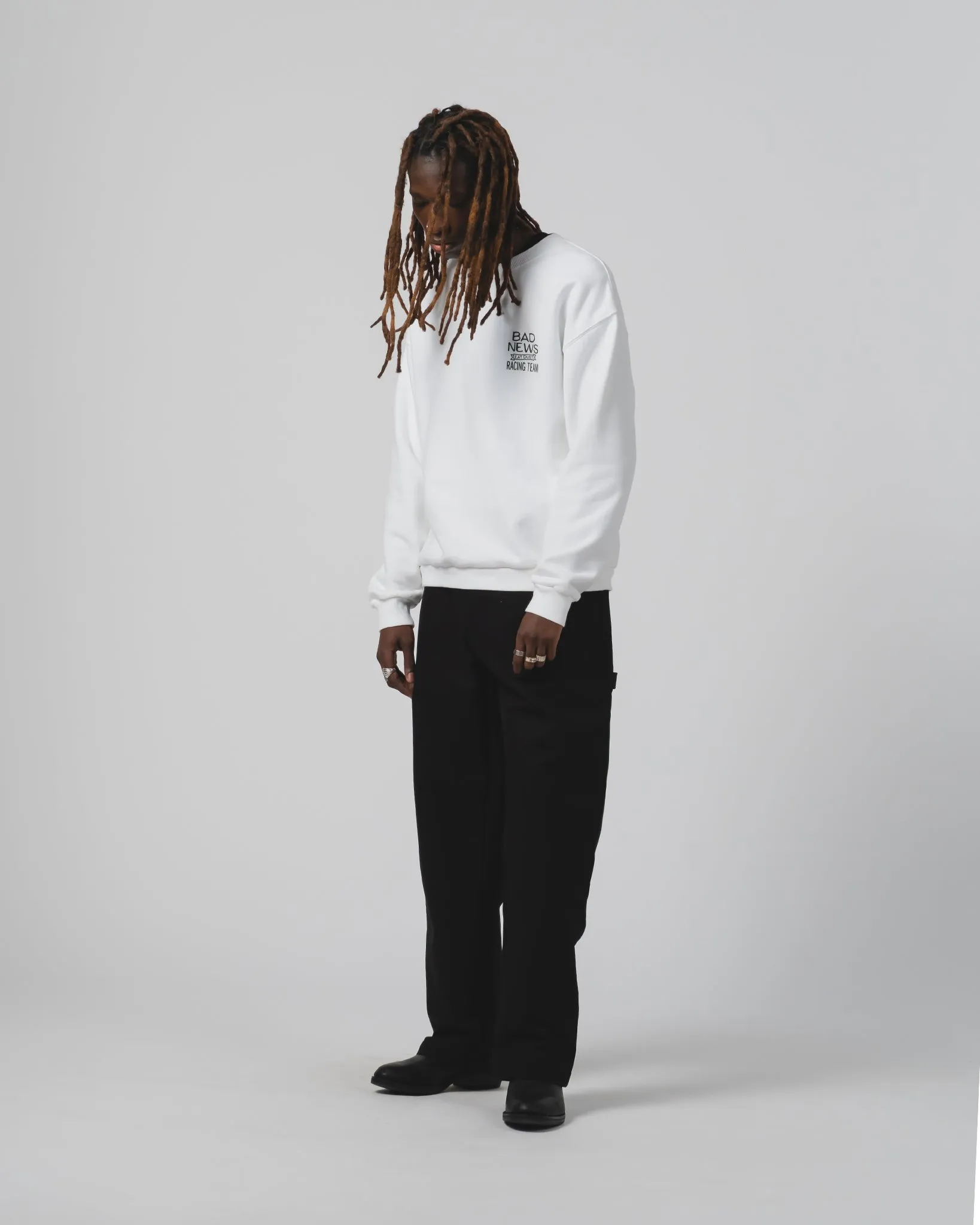 Bad News Sweater Basic Fleece White sold by Eat Dust product image thumbnail 5