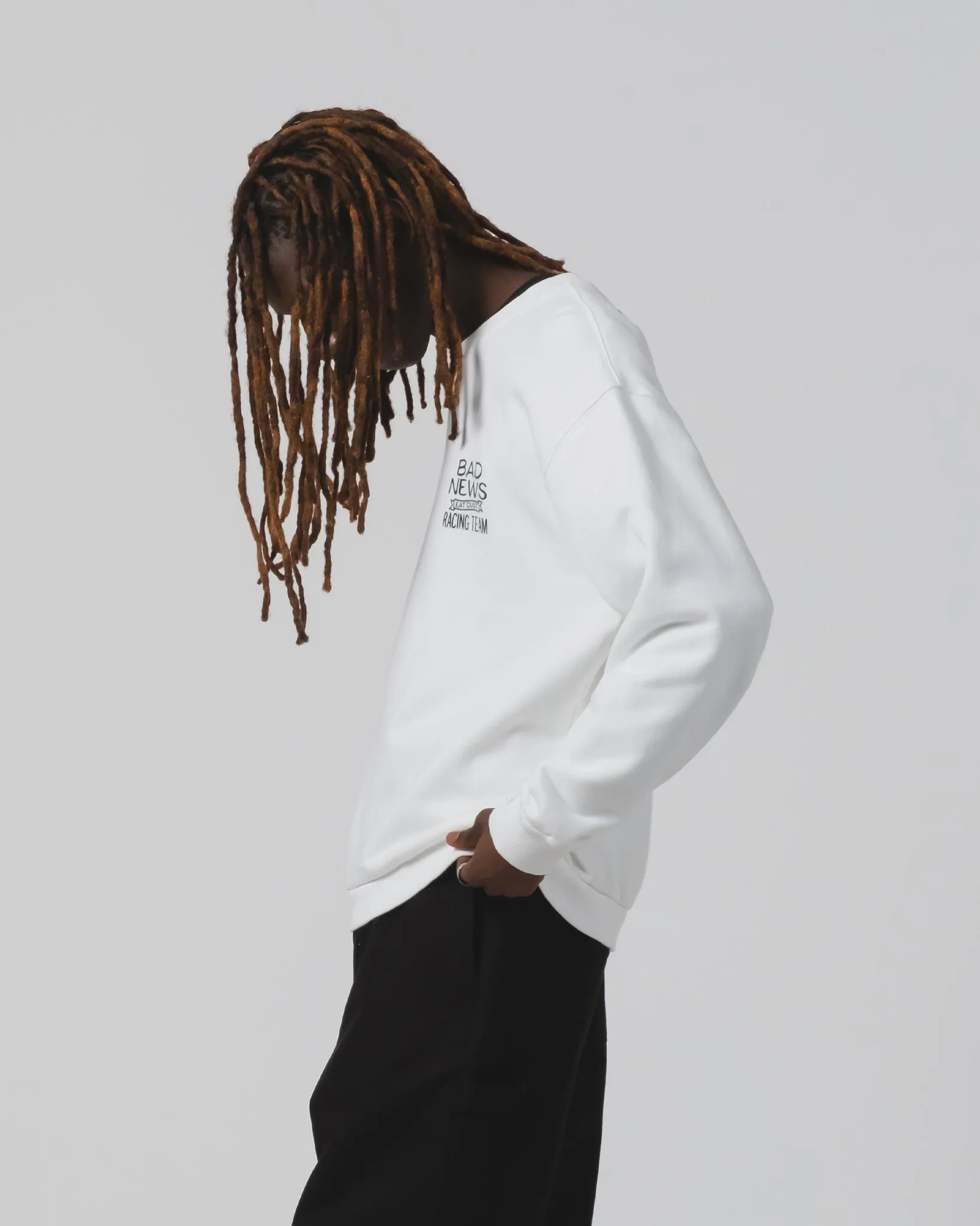 Bad News Sweater Basic Fleece White sold by Eat Dust product image thumbnail 3