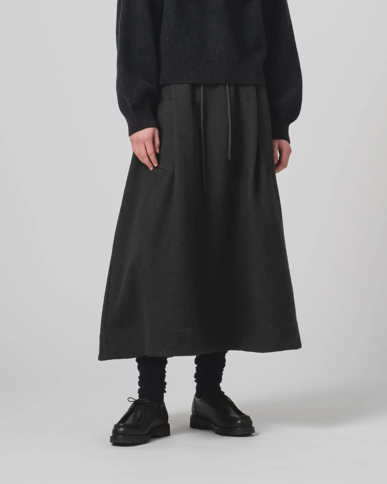 G.o.D Meadow Skirt Terrestre Wool Anthracite sold by Eat Dust