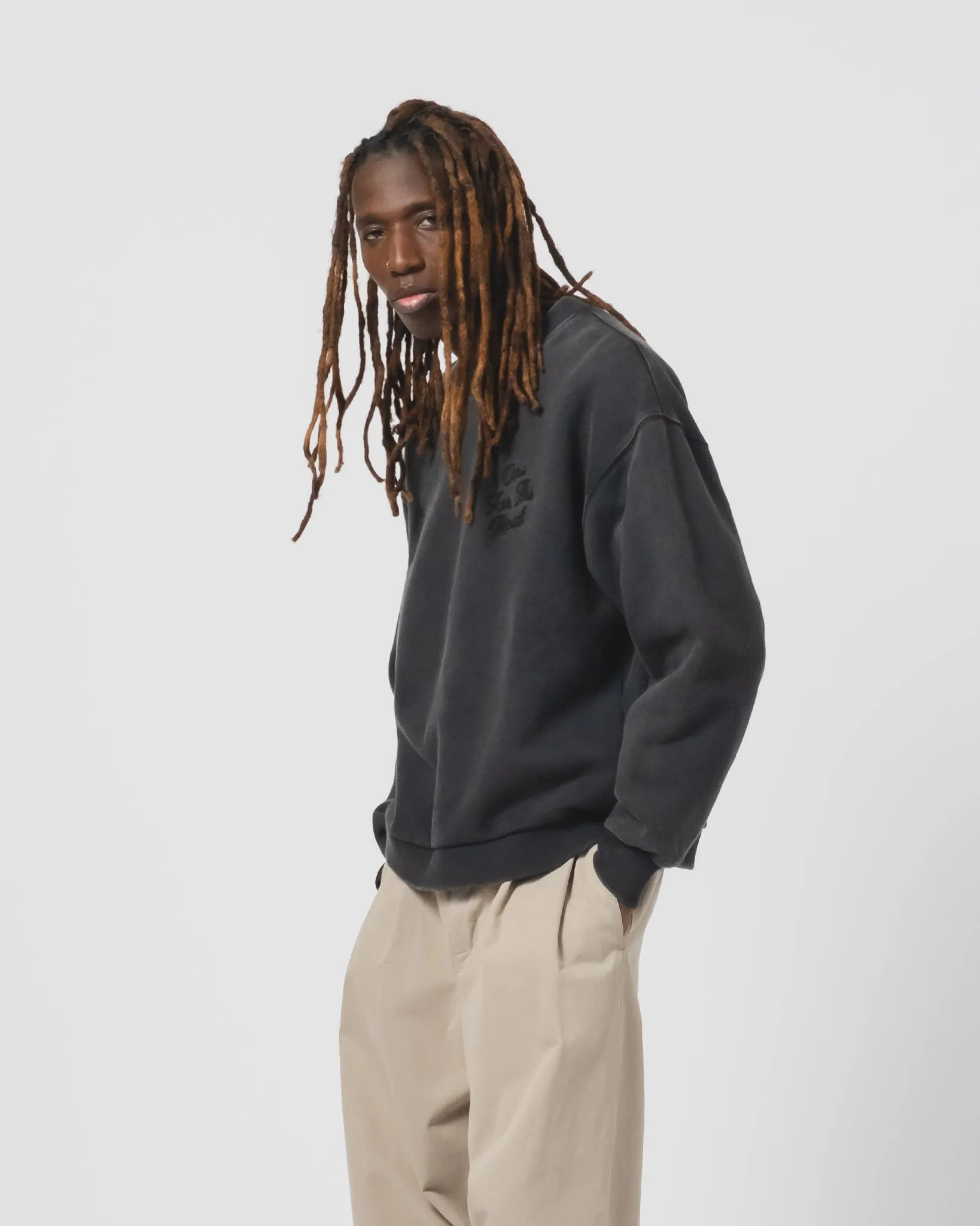 Detroit Sweater Basic Fleece Washed Black sold by Eat Dust