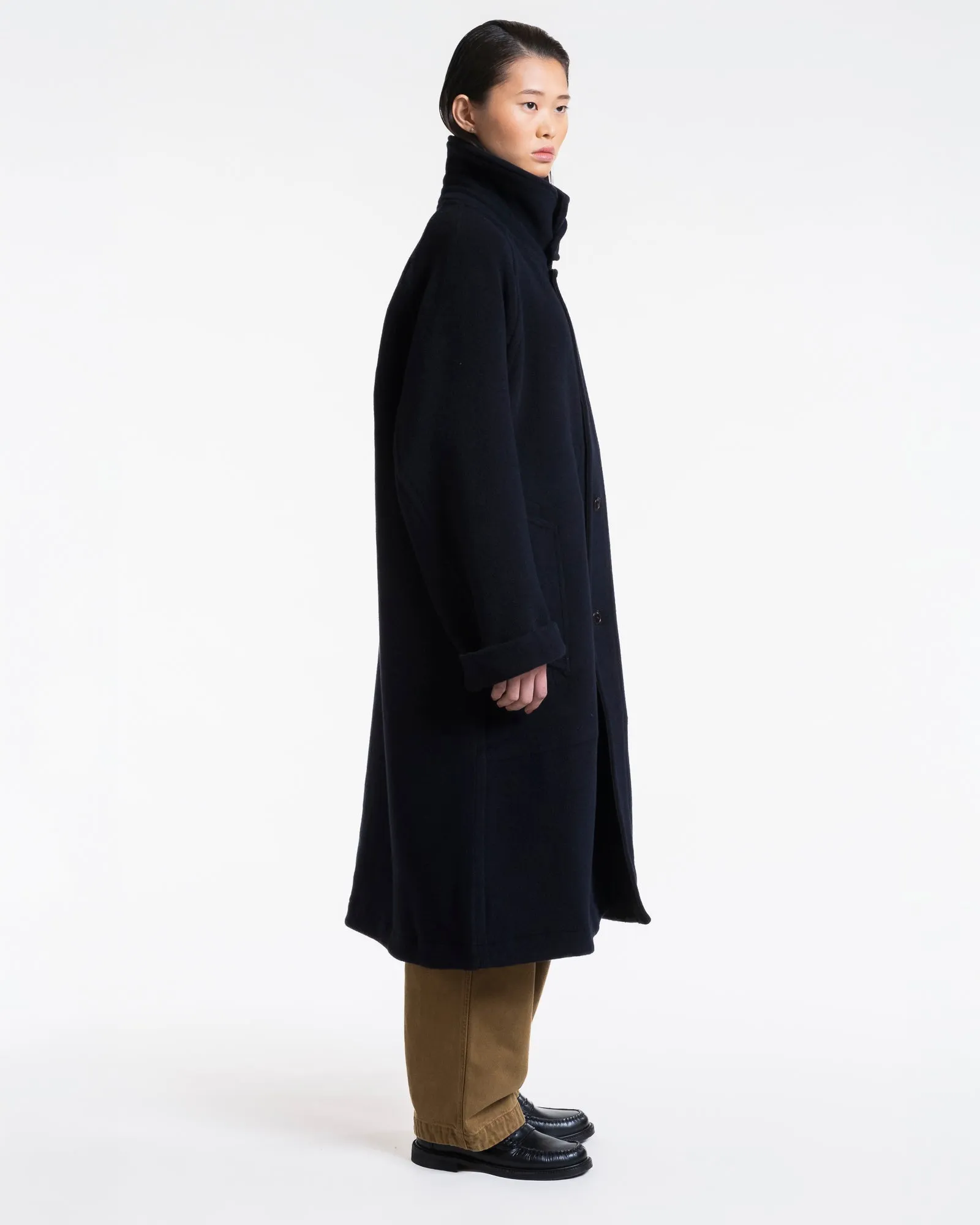 G.o.D Army Trench Reversible Tambura Golf Wool Navy/Brown Check sold by Eat Dust product image thumbnail 4