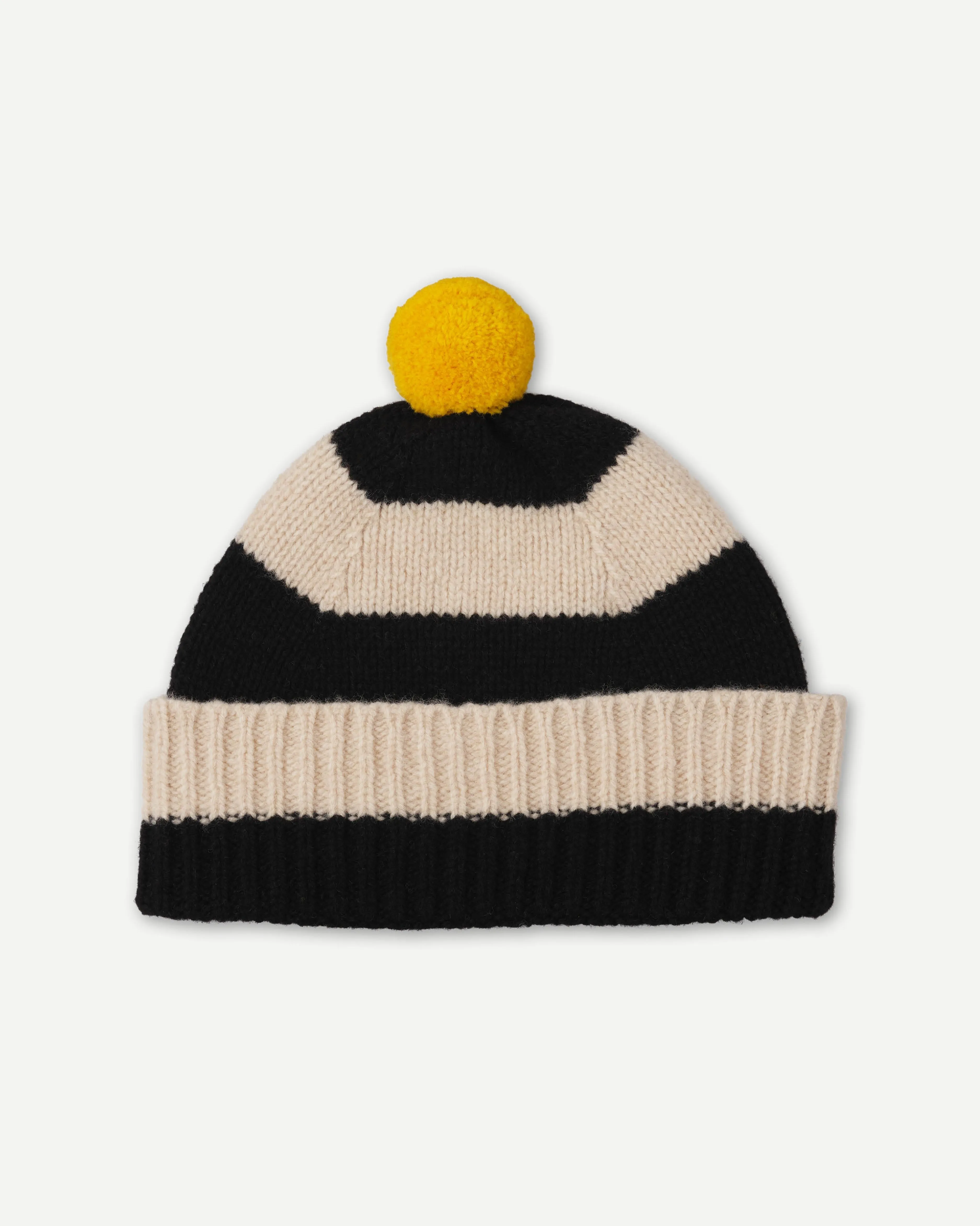 JG Stripe Pompom Hat Black/Oatmeal sold by Eat Dust product image thumbnail 2