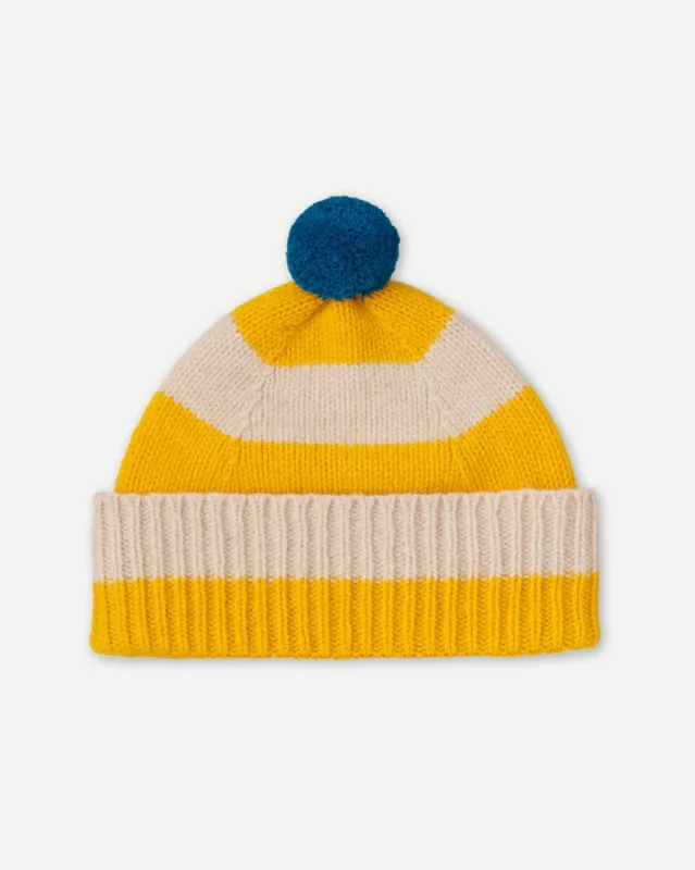 JG Stripe Pompom Hat Golden Eye/Oatmeal sold by Eat Dust
