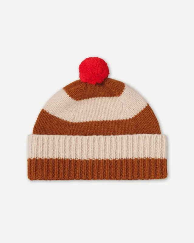 JG Stripe Pompom Hat Cumin/Oatmeal sold by Eat Dust