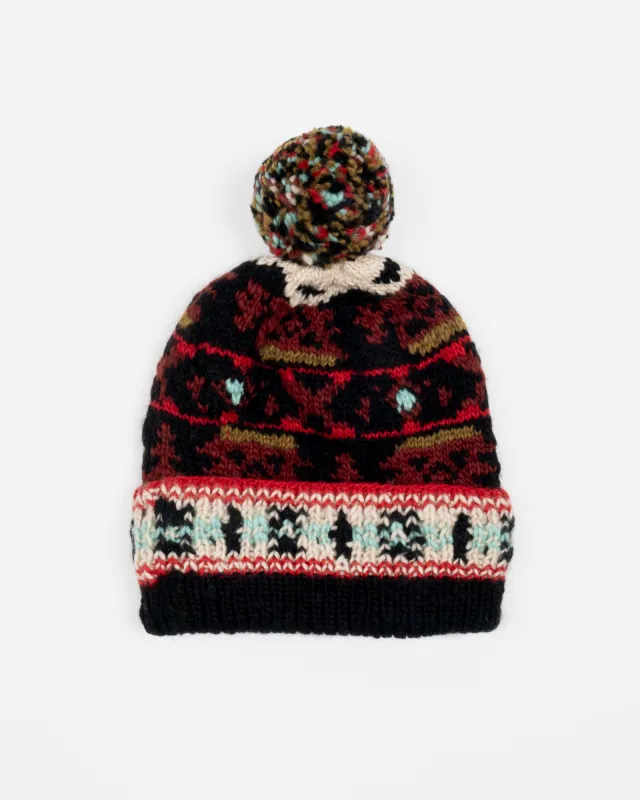 Chamula Double Cuff Beanie Navajo Black sold by Eat Dust