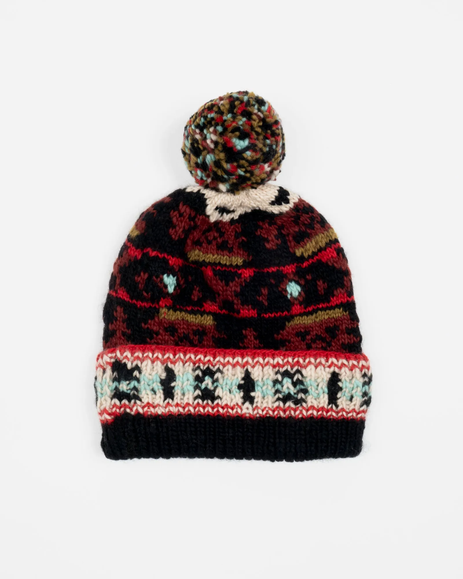 Chamula Double Cuff Beanie Navajo Black sold by Eat Dust