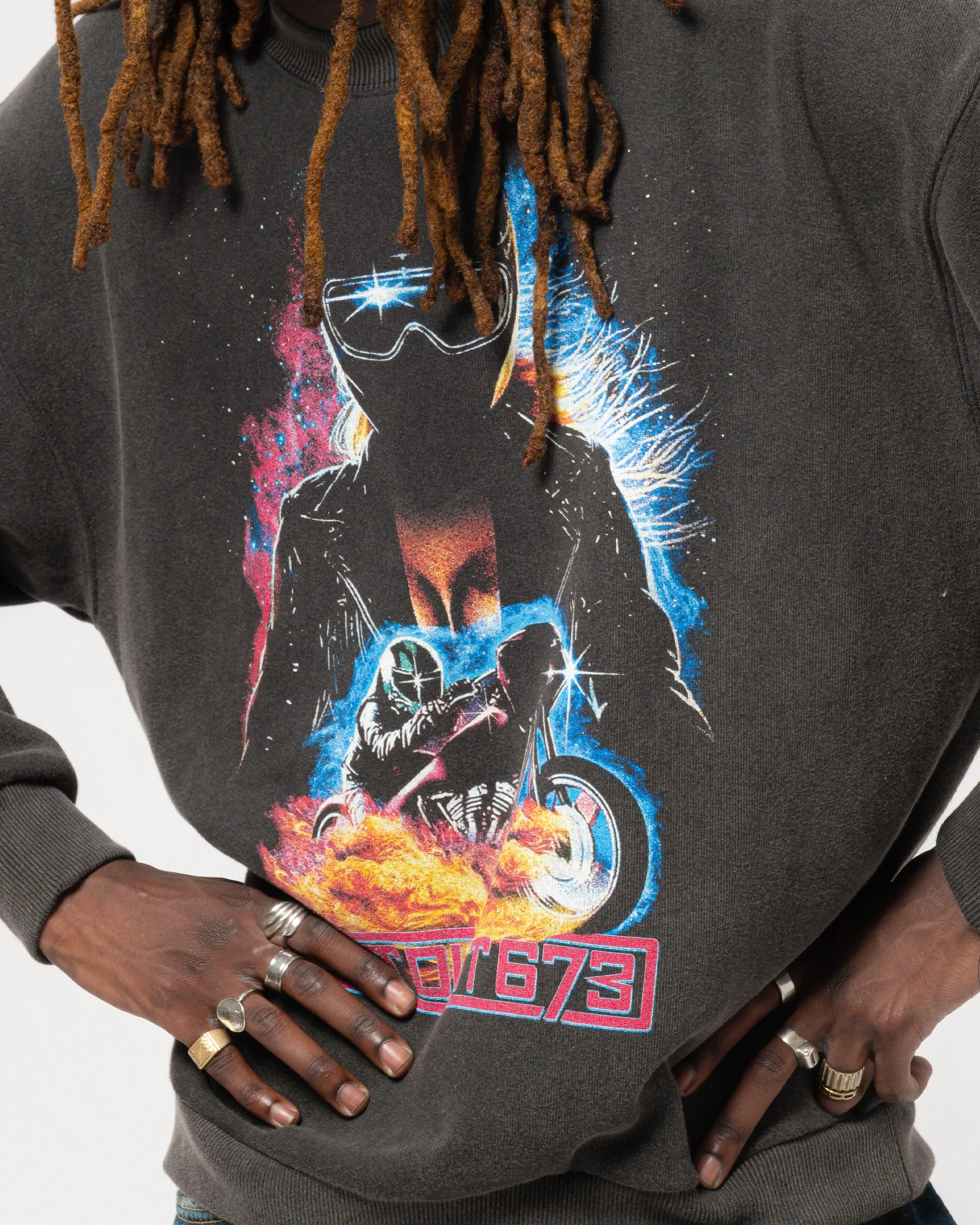 Detroit Sweater Moto Black Basic Fleece Vintage Black sold by Eat Dust product image thumbnail 3