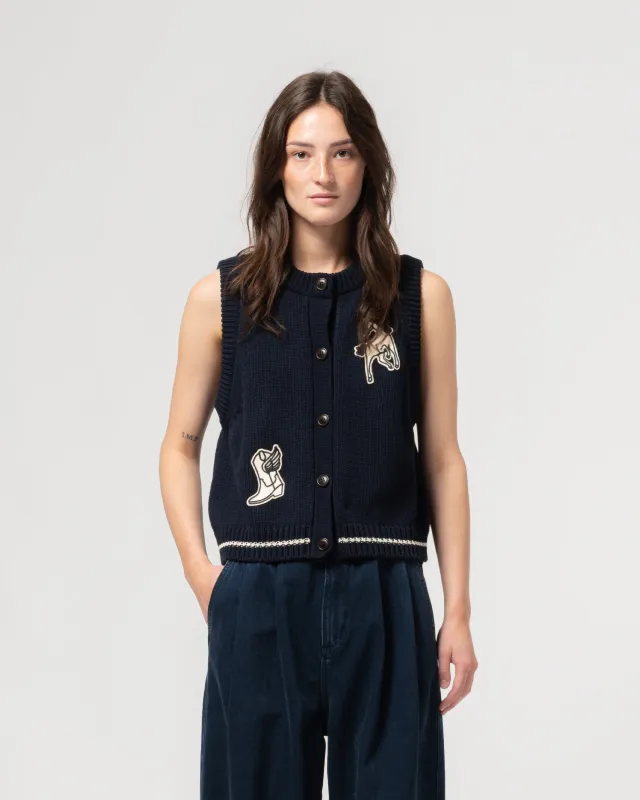 G.o.D Ivy Vest Cotton Knit India Blue made by Eat Dust