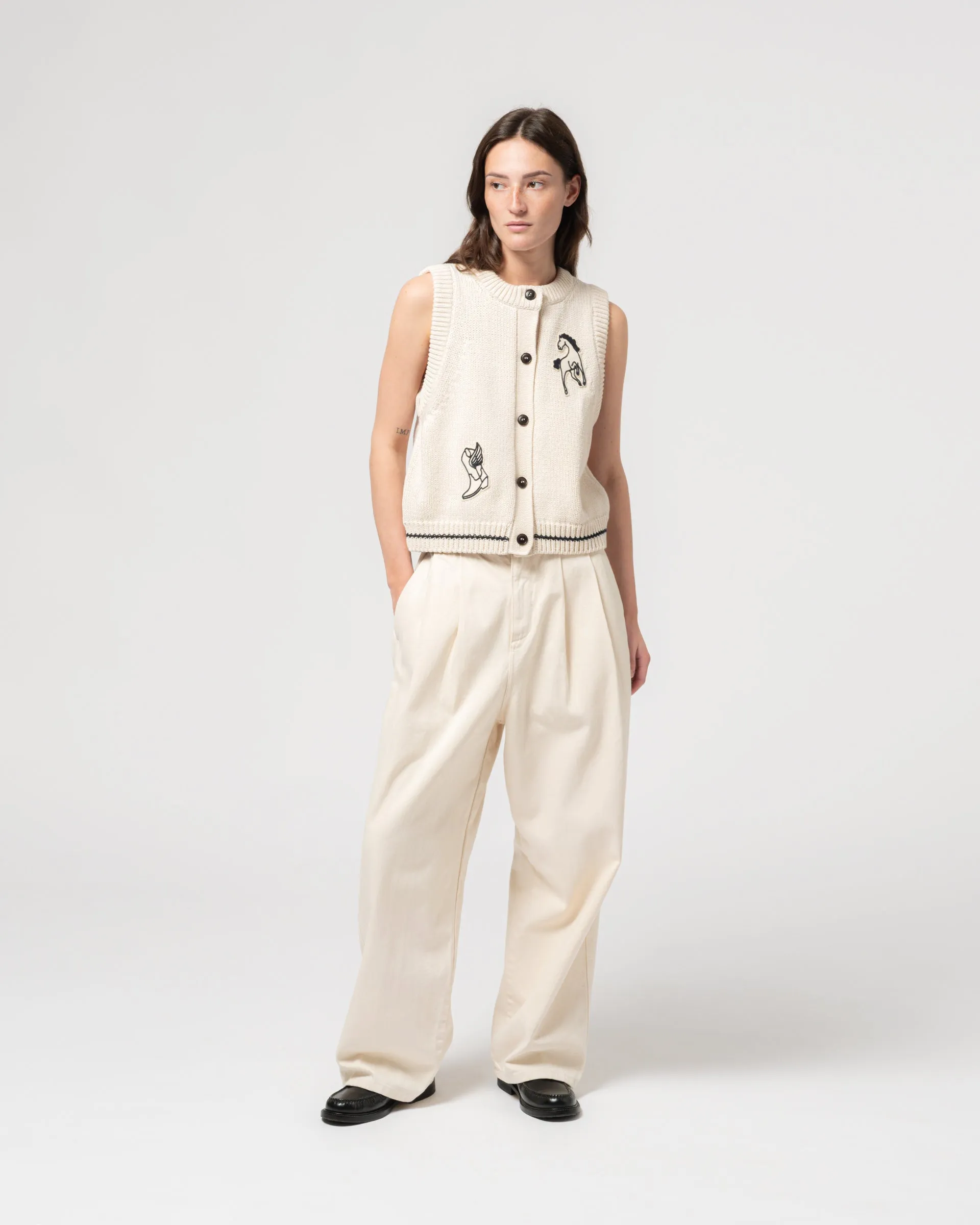 G.o.D Ivy Vest Cotton Knit Ecru sold by Eat Dust product image thumbnail 2