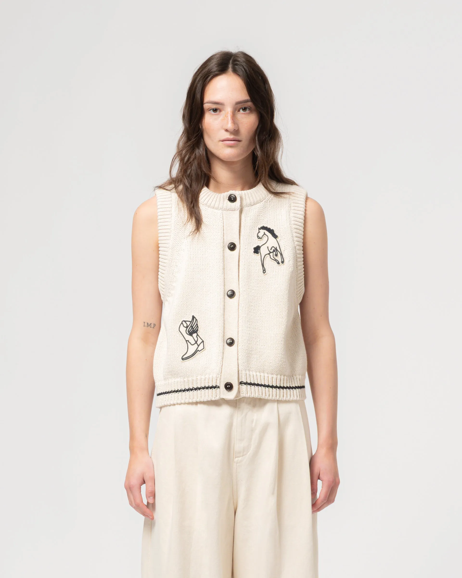 G.o.D Ivy Vest Cotton Knit Ecru sold by Eat Dust