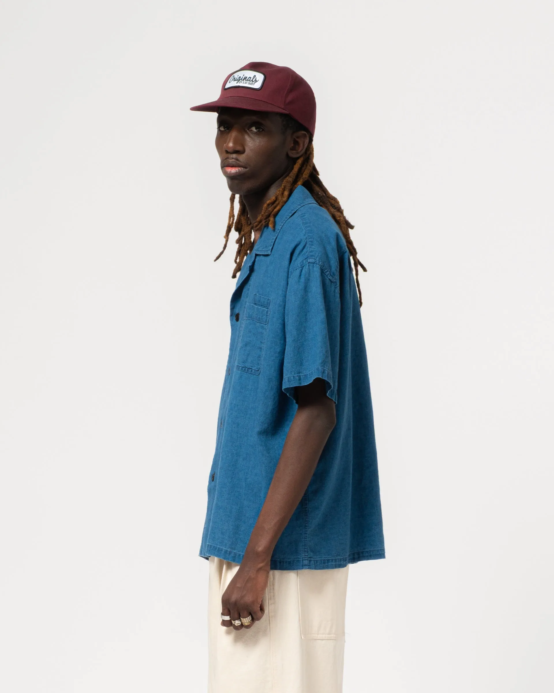 Aloha Shirt Linen Cotton Denim Blue sold by Eat Dust product image thumbnail 4