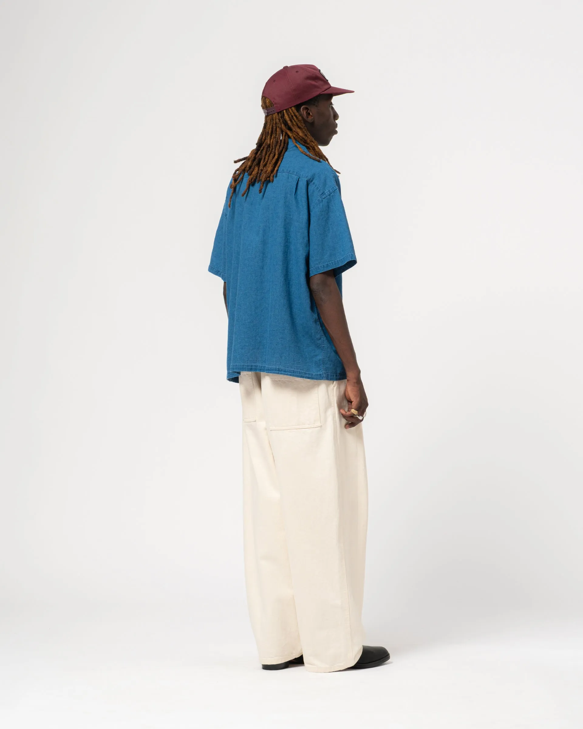 Aloha Shirt Linen Cotton Denim Blue sold by Eat Dust product image thumbnail 5