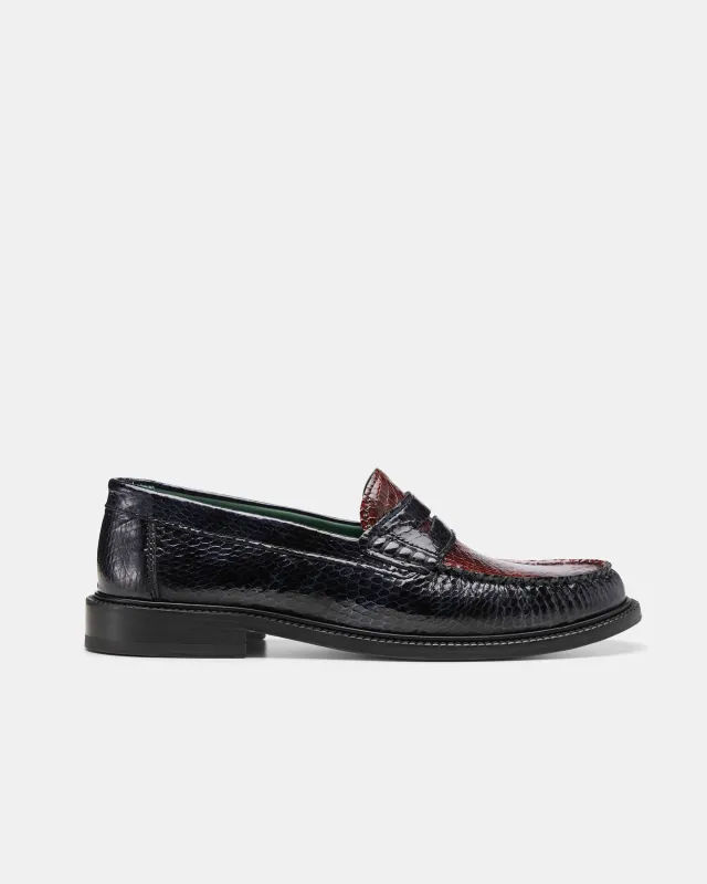 Vinny's Yardee Two-Tone Mocassin Loafer Navy Brown sold by Eat Dust