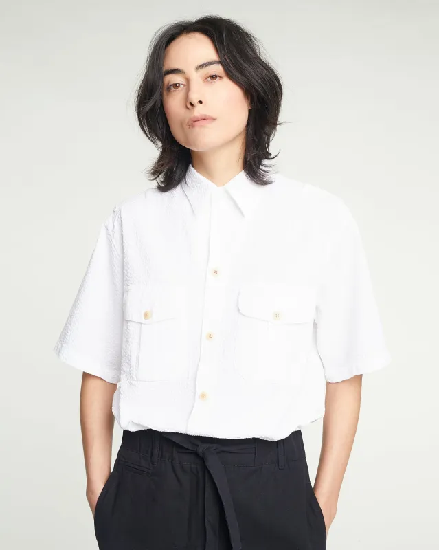 G.o.D Cuban Shirt Seersucker White made by Eat Dust