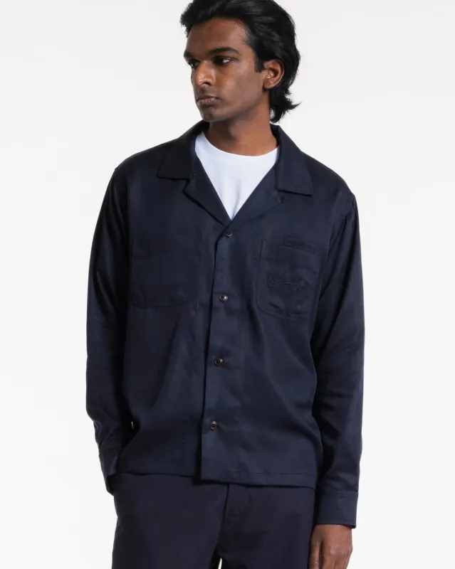 Havana Shirt Tencel Twill Navy sold by Eat Dust