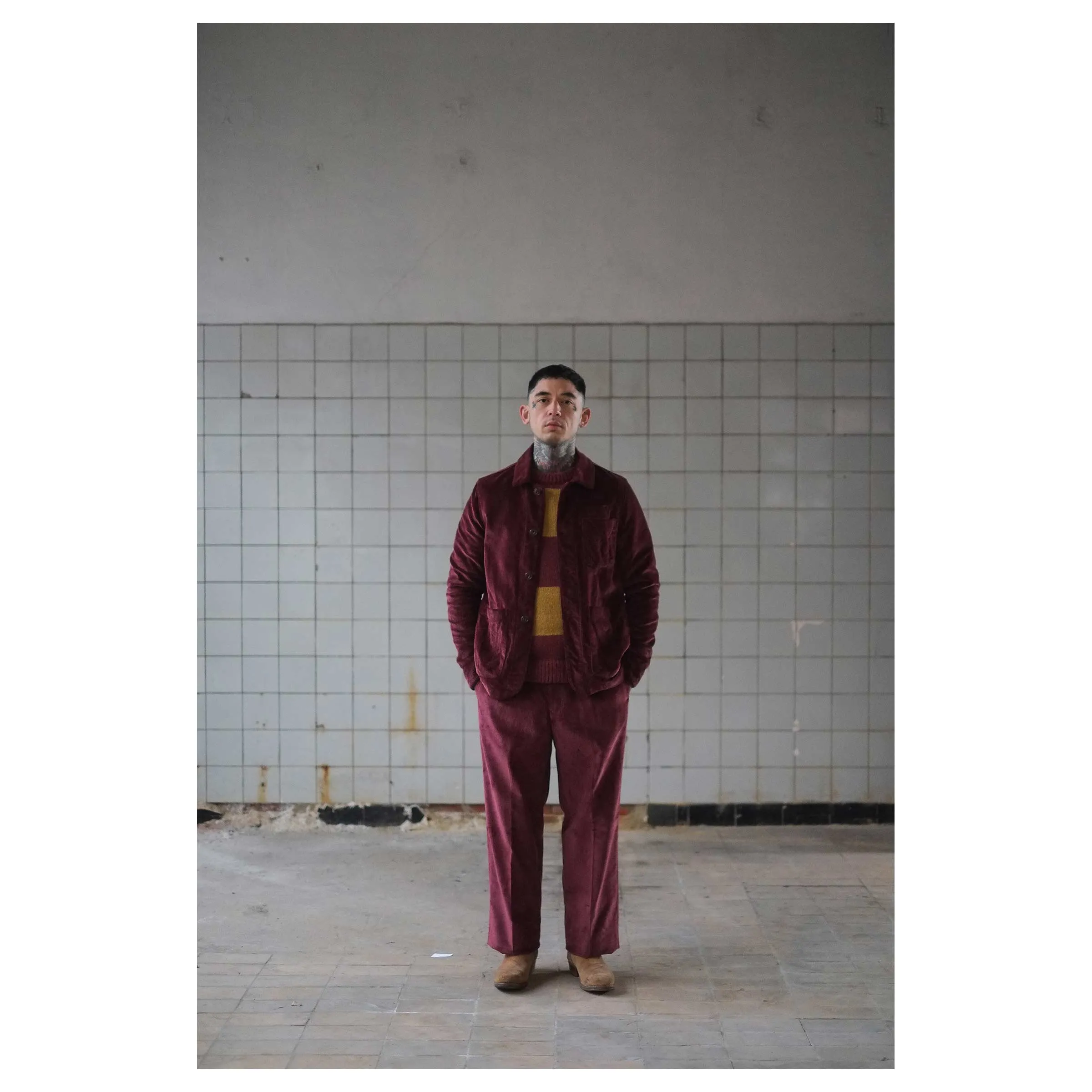 Crew Neck Sweater Stripe Mohair Bordeaux/Yellow sold by Eat Dust product image thumbnail 4