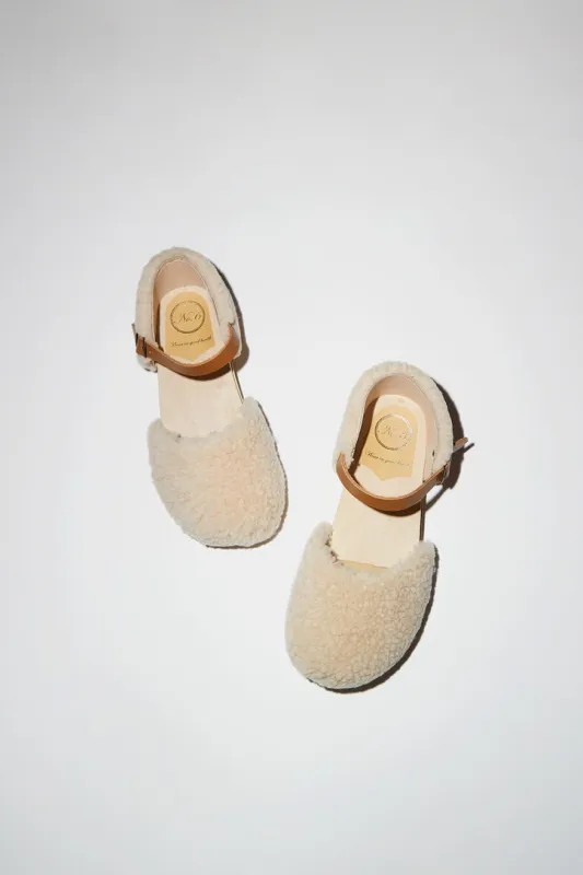 N0°6 Starr Shearling Clog on Bendable Flat Base in Natural made by Eat Dust