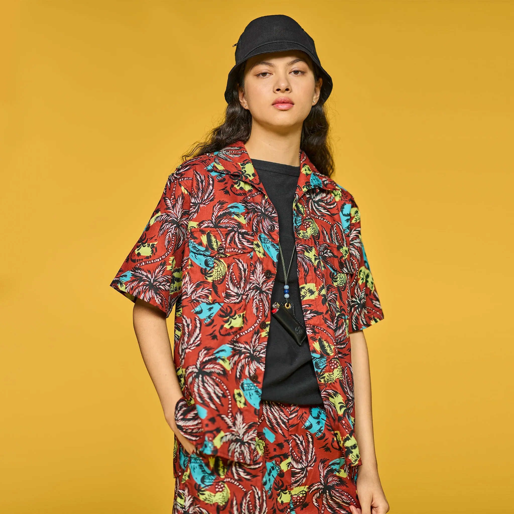 G.o.D Cuban Shirt Aloha Cotton Brick Red sold by Eat Dust