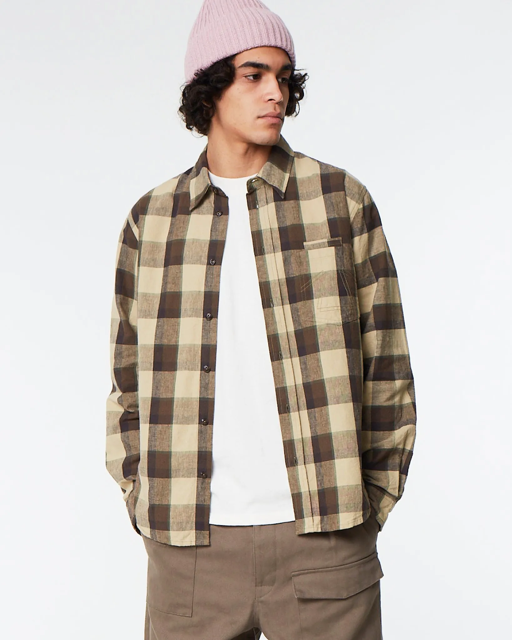 Combat Shirt Farmers Check Beige/Brown sold by Eat Dust