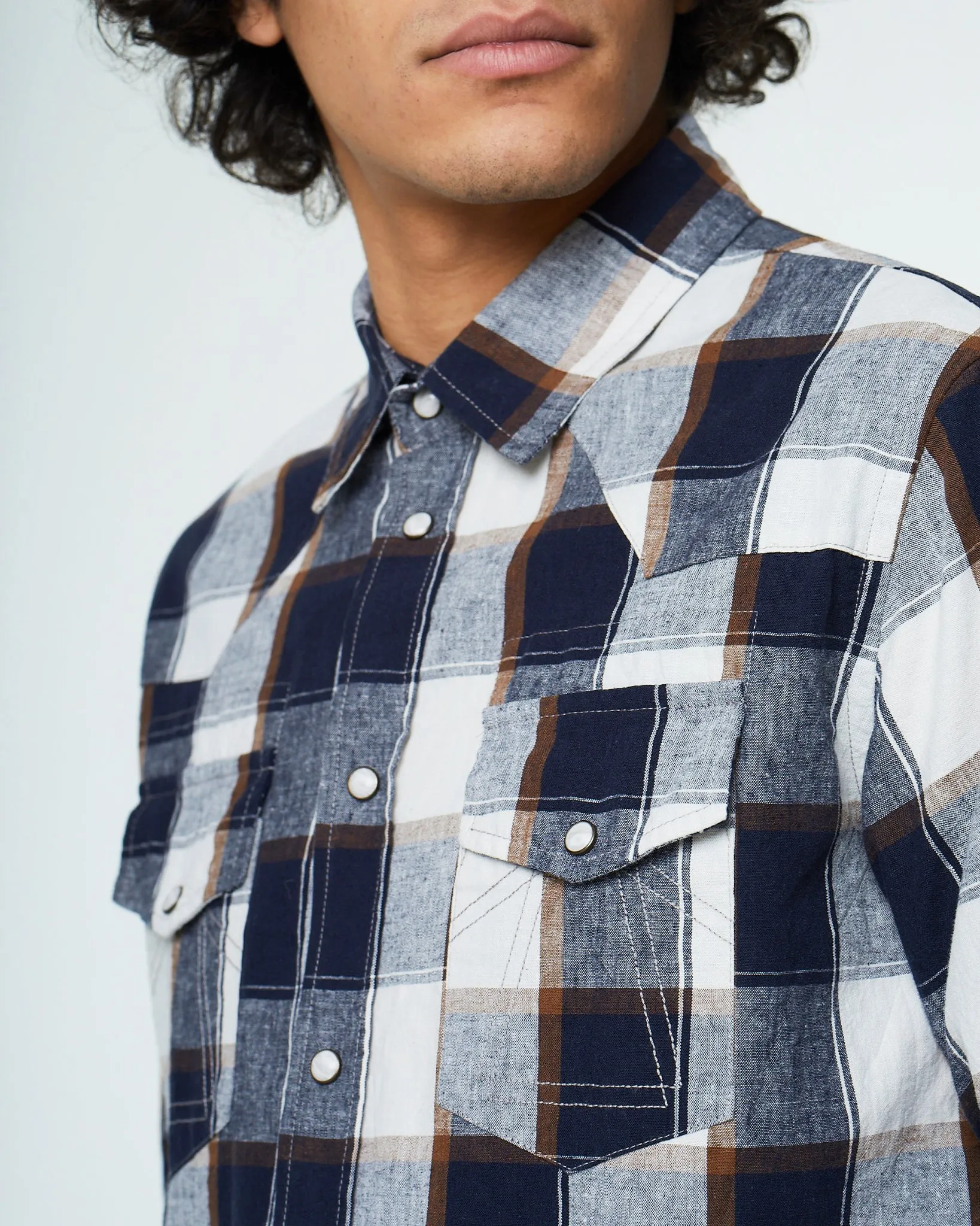 Western Shirt Provence Check Off White/Navy sold by Eat Dust product image thumbnail 3
