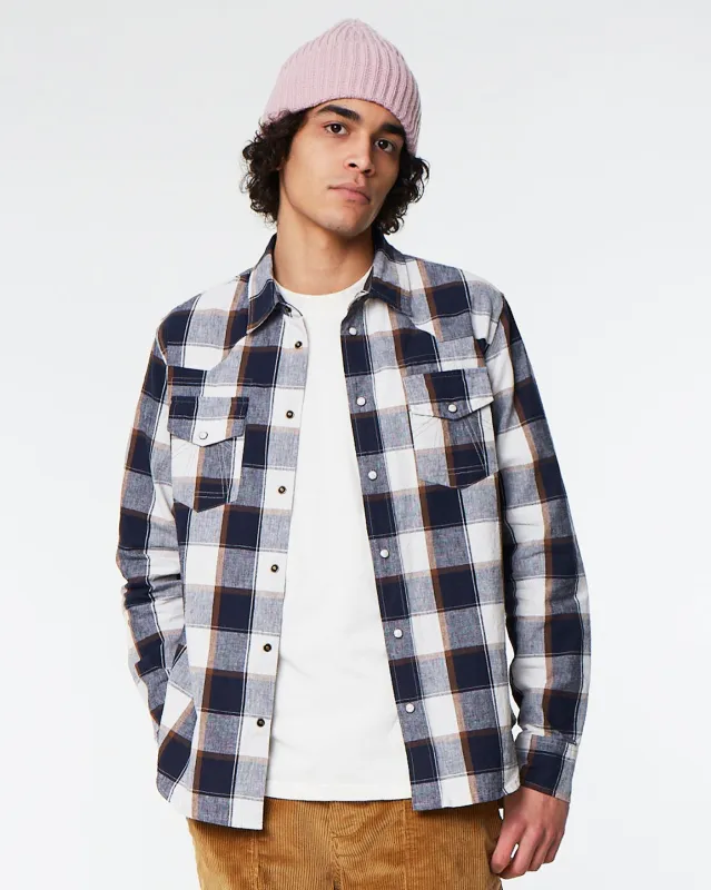 Western Shirt Provence Check Off White/Navy made by Eat Dust
