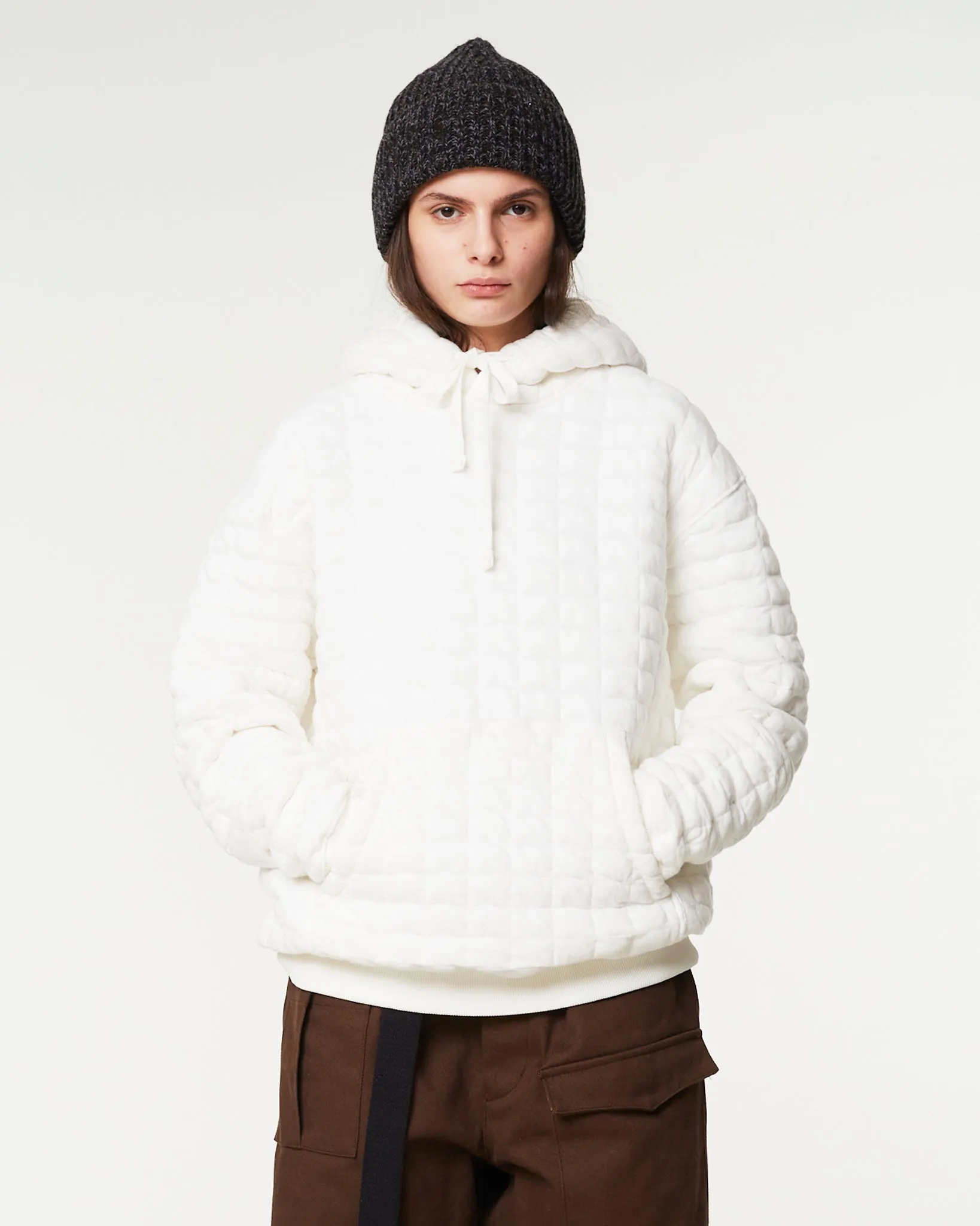 Hoodie Quilted Fleece White sold by Eat Dust