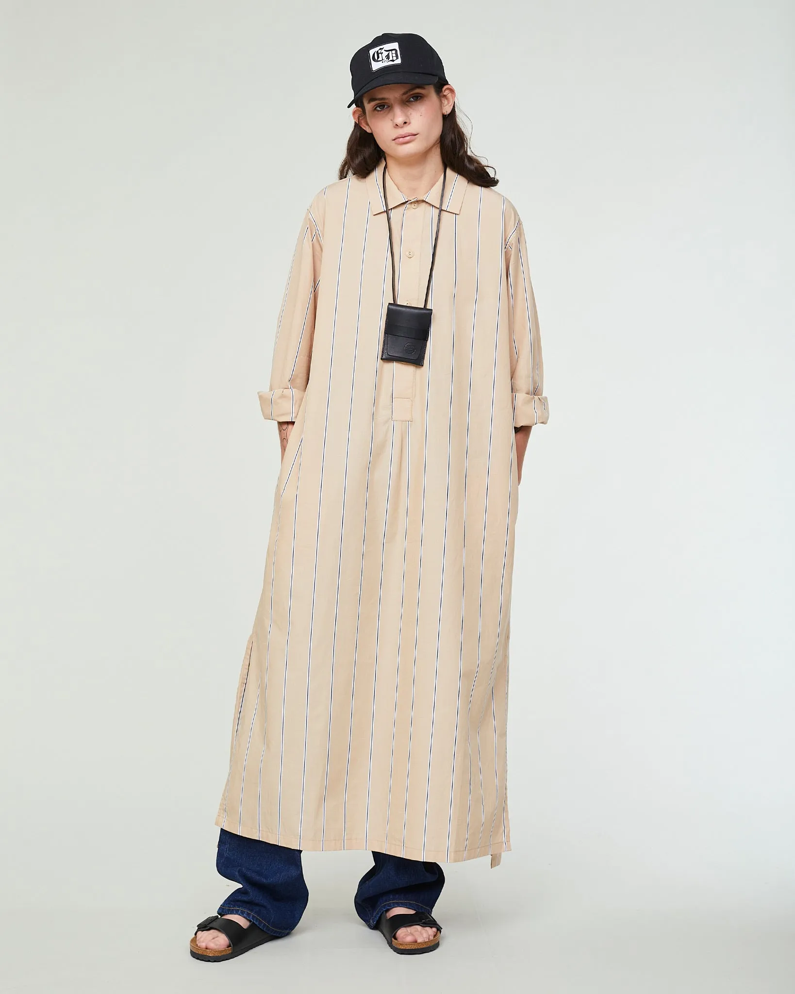 G.o.D Chemise Sido Popeline Stripe Sand sold by Eat Dust
