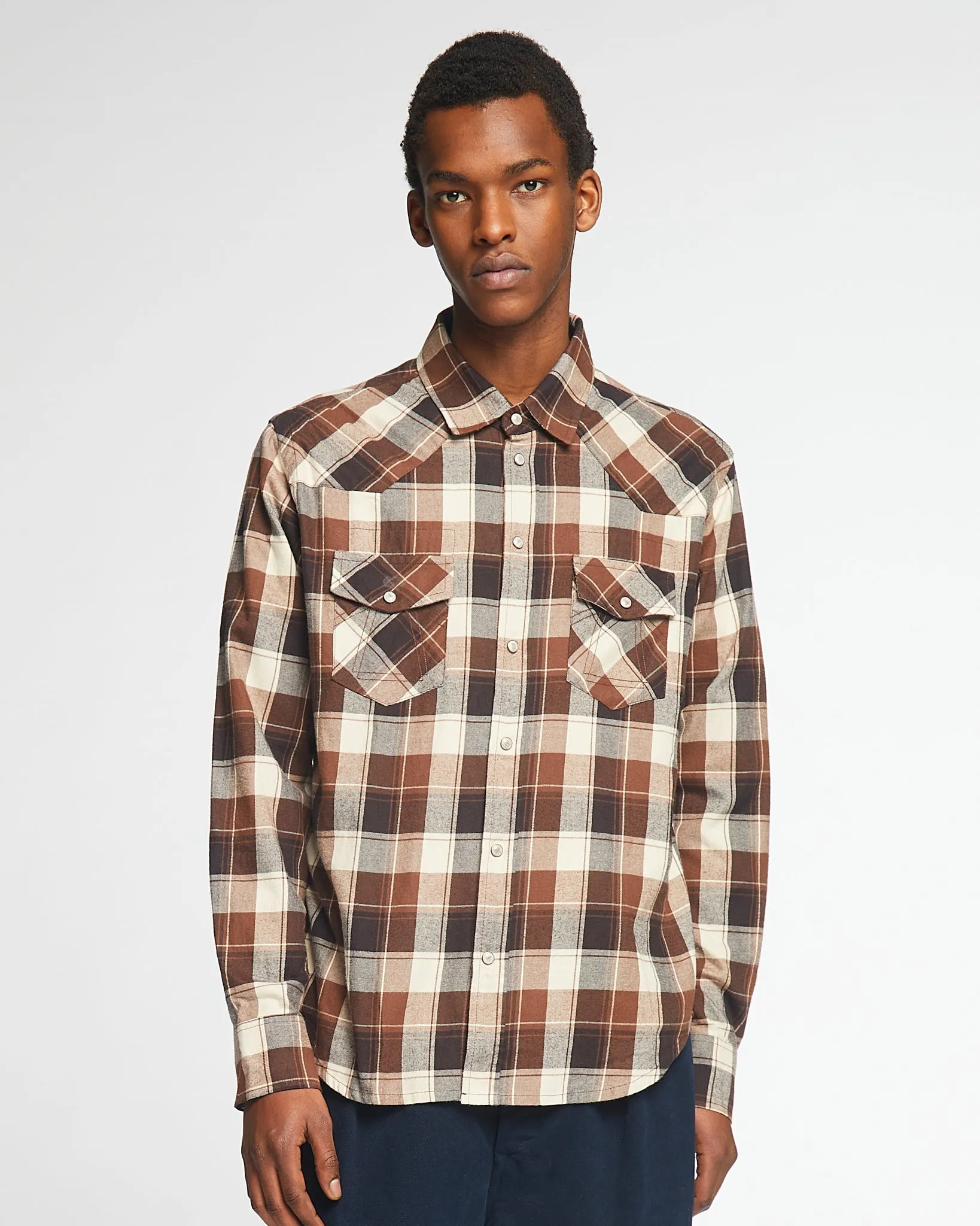 Western Shirt Polo Checks Chocolat sold by Eat Dust