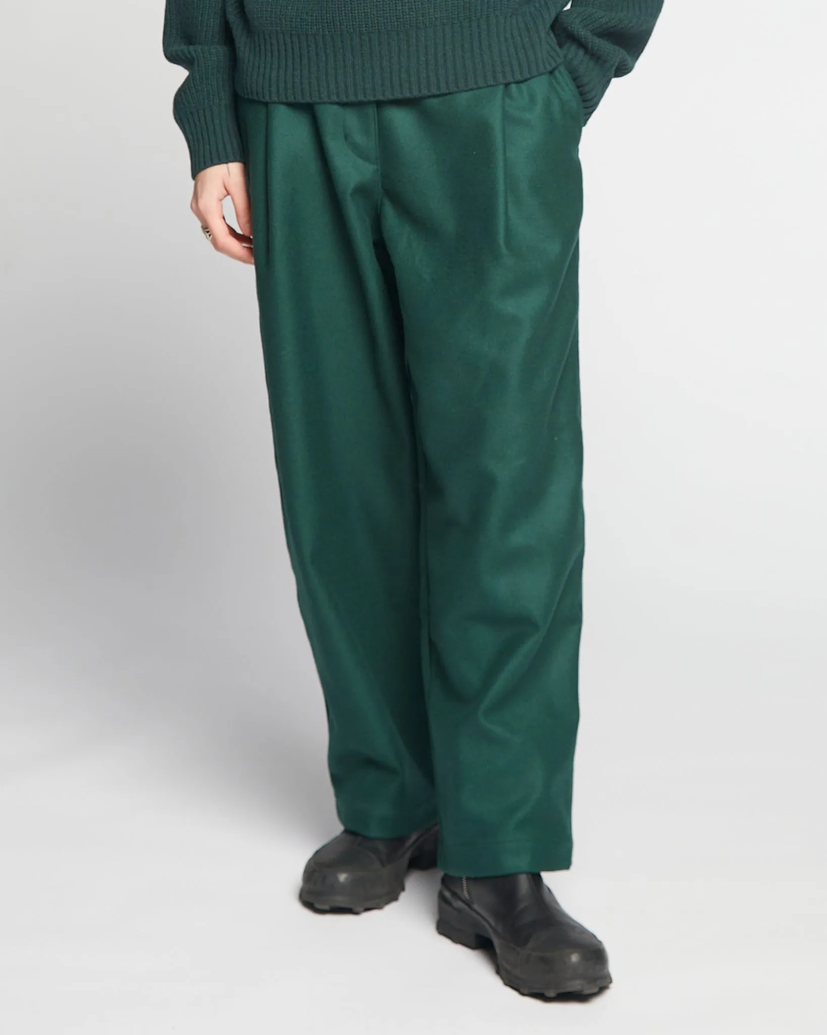 G.o.D British Worker Pants Compact Wool Bottle Green sold by Eat Dust