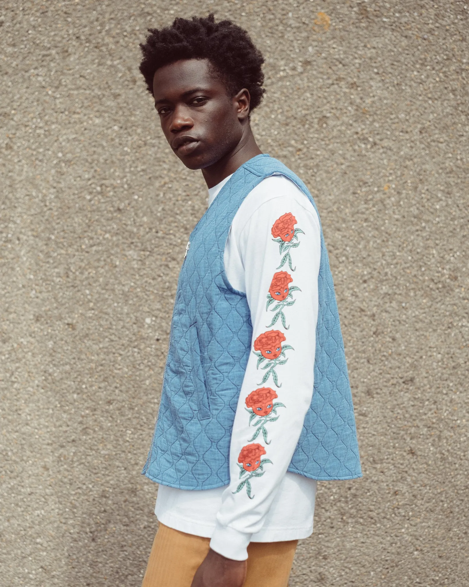 Deck Vest Padded Denim Bleach Blue sold by Eat Dust product image thumbnail 2