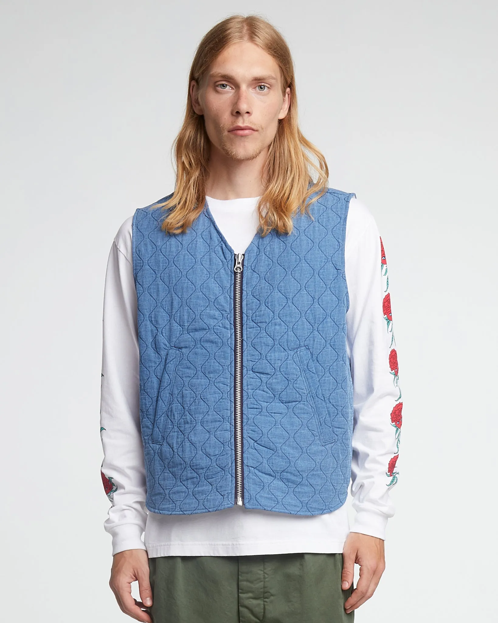 Deck Vest Padded Denim Bleach Blue sold by Eat Dust product image thumbnail 5