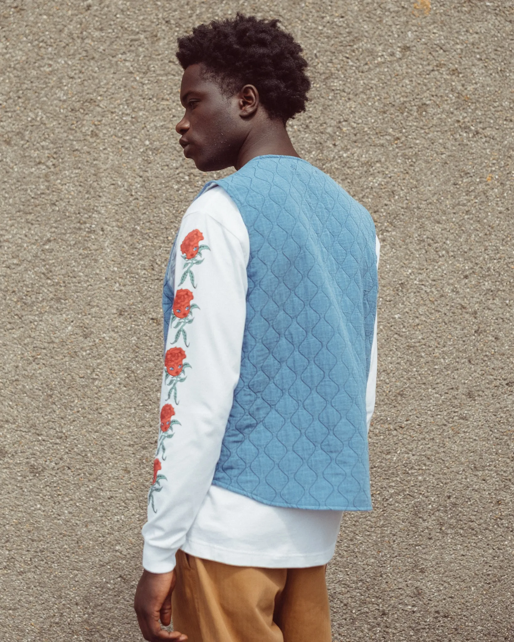 Deck Vest Padded Denim Bleach Blue sold by Eat Dust product image thumbnail 3