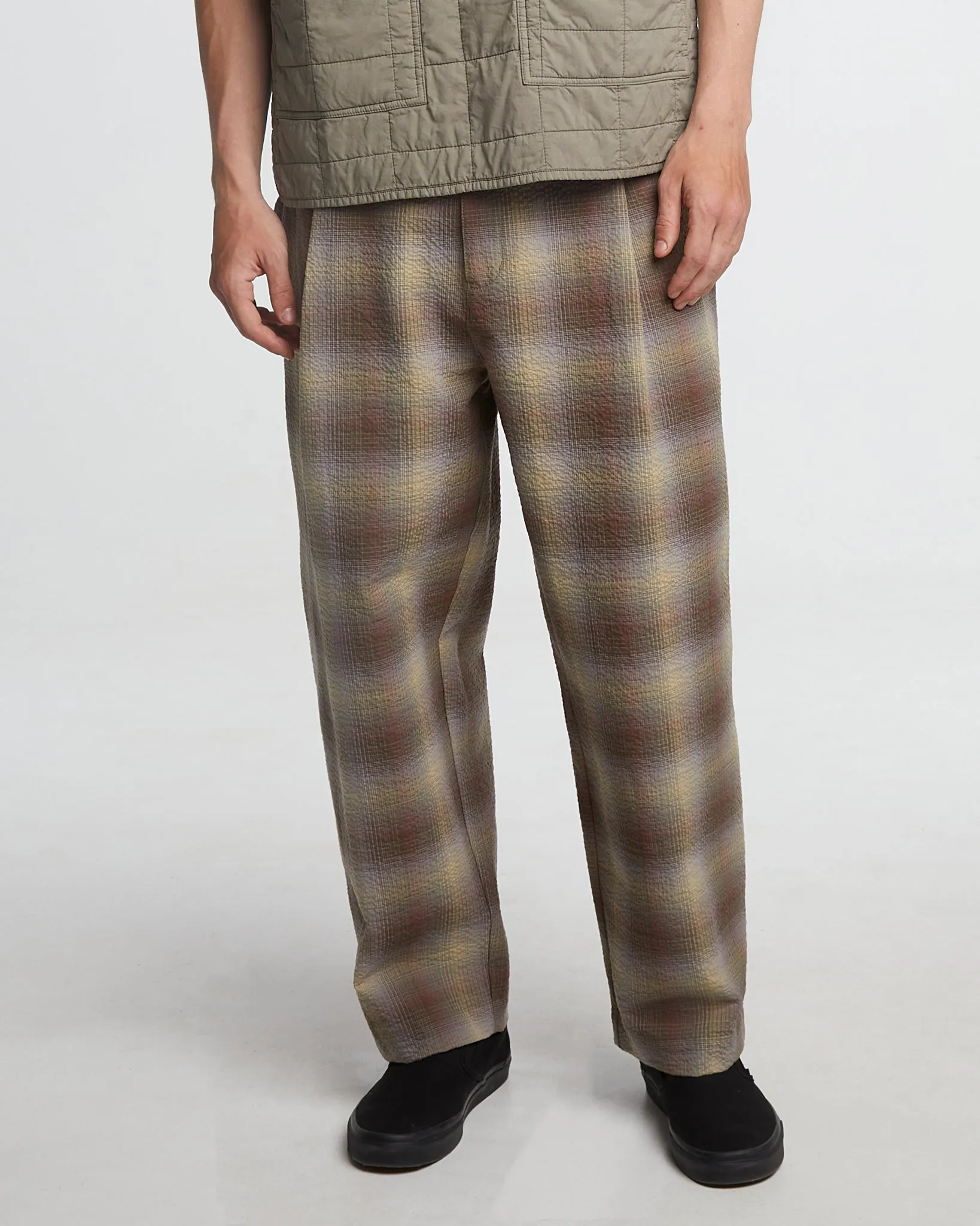 British Worker Pants Merida Check Khaki sold by Eat Dust