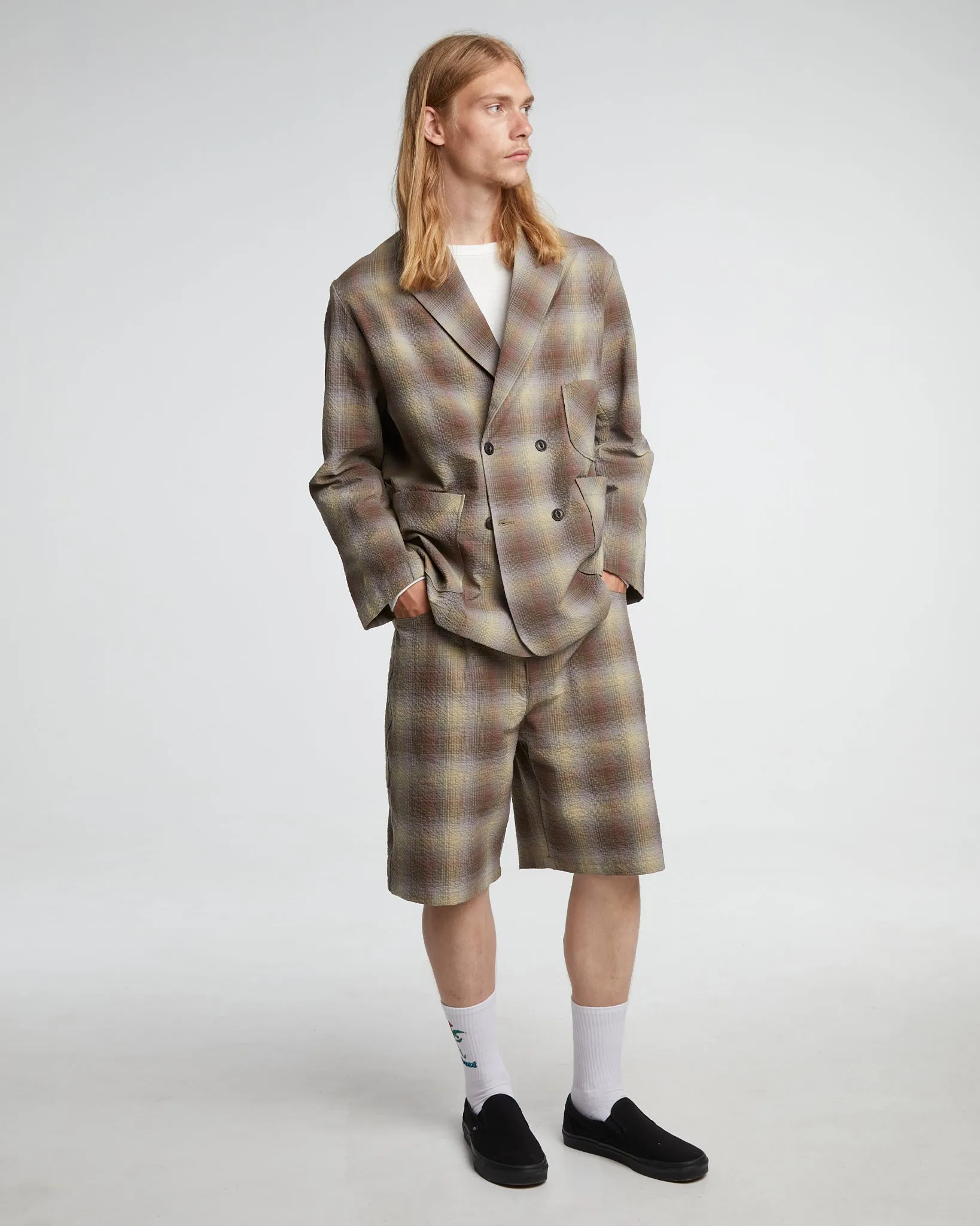 Bermuda Merida Check Khaki sold by Eat Dust product image thumbnail 3