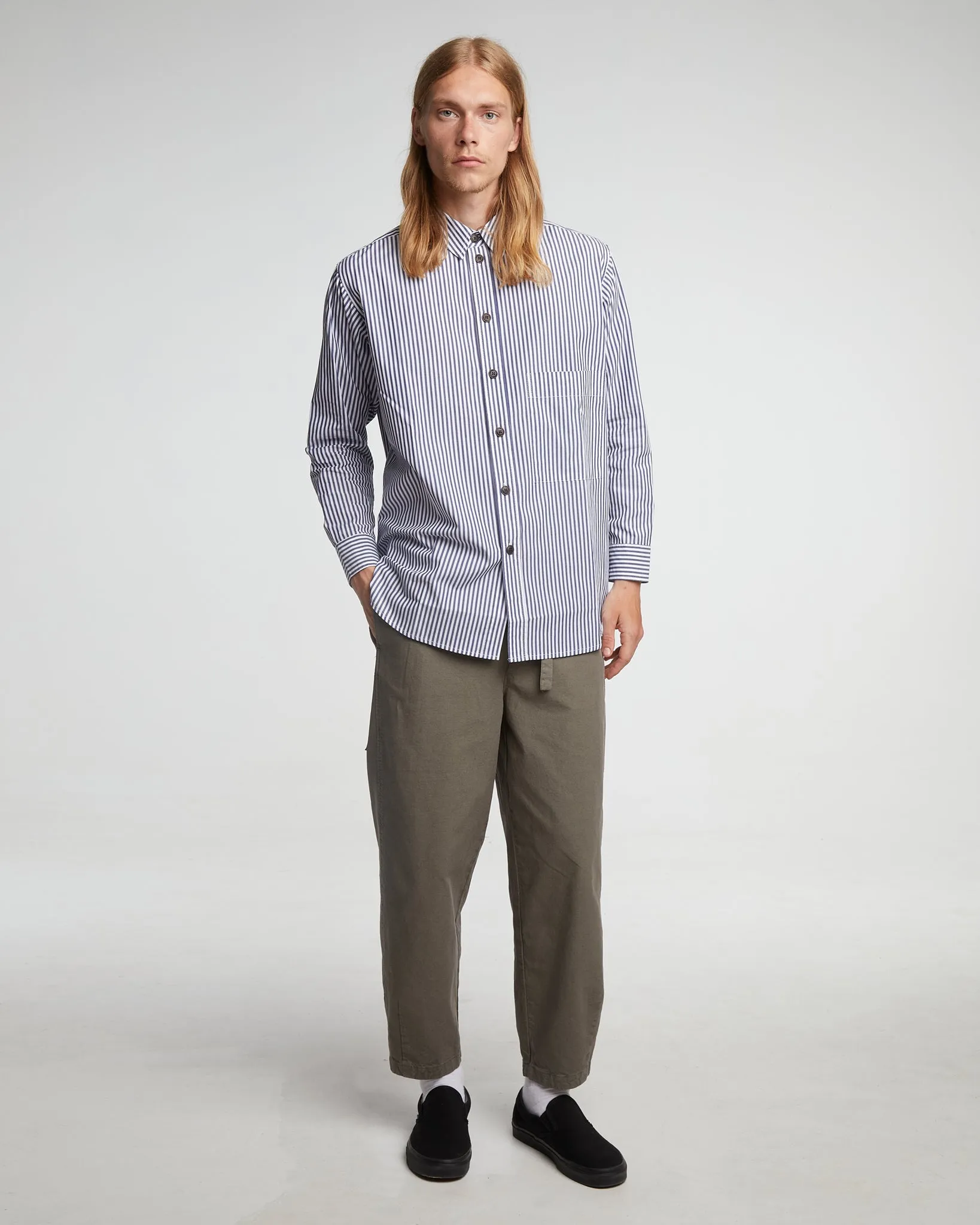 Maxi Shirt Poplin Stripes Dark Blue/White sold by Eat Dust product image thumbnail 2