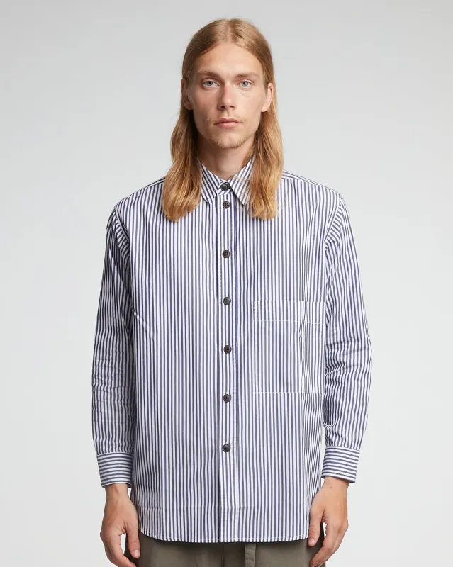 Maxi Shirt Poplin Stripes Dark Blue/White made by Eat Dust