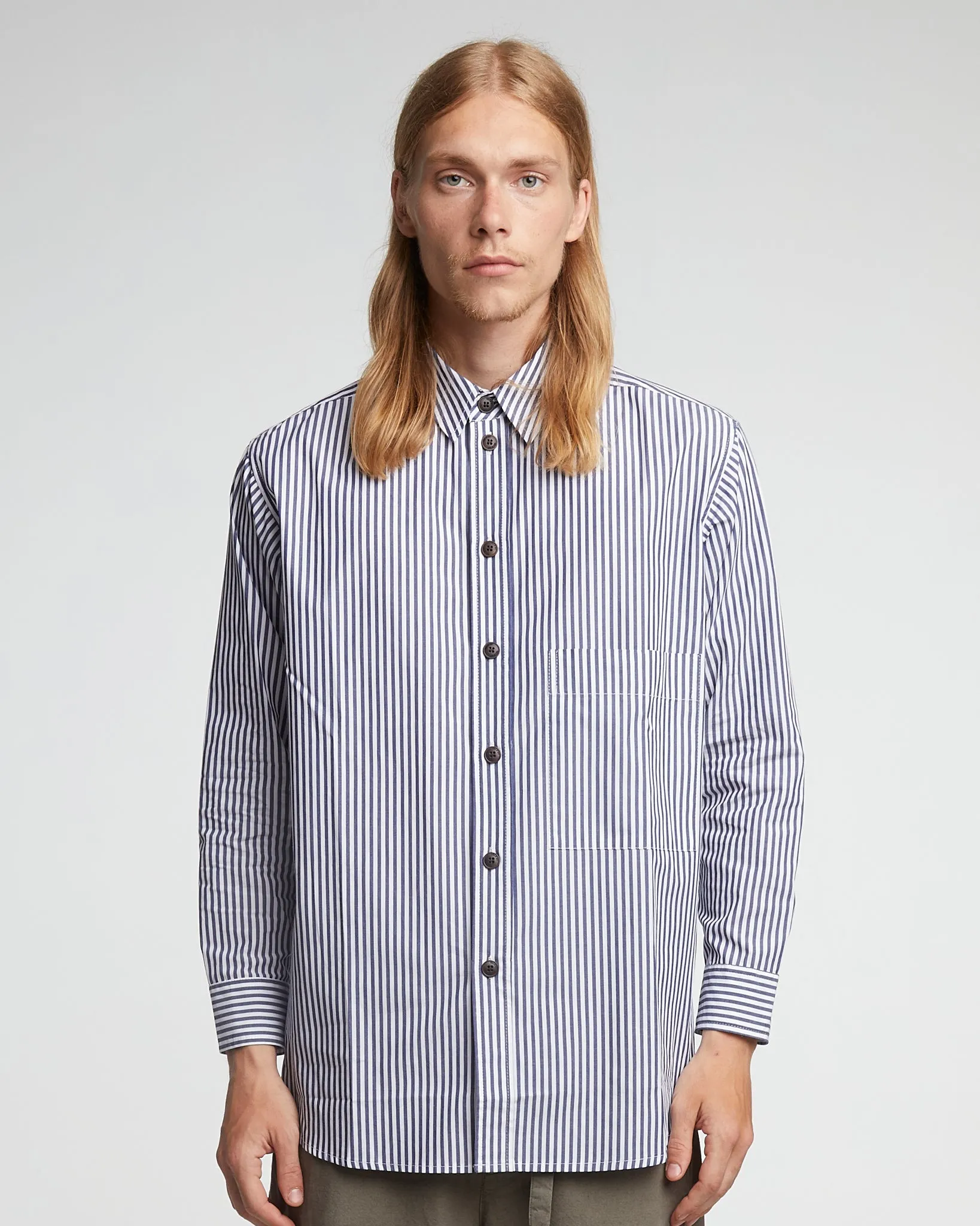 Maxi Shirt Poplin Stripes Dark Blue/White sold by Eat Dust