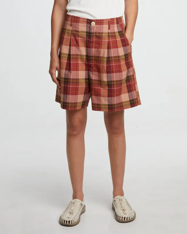 G.o.D River Short Voodoo Check Sienna sold by Eat Dust