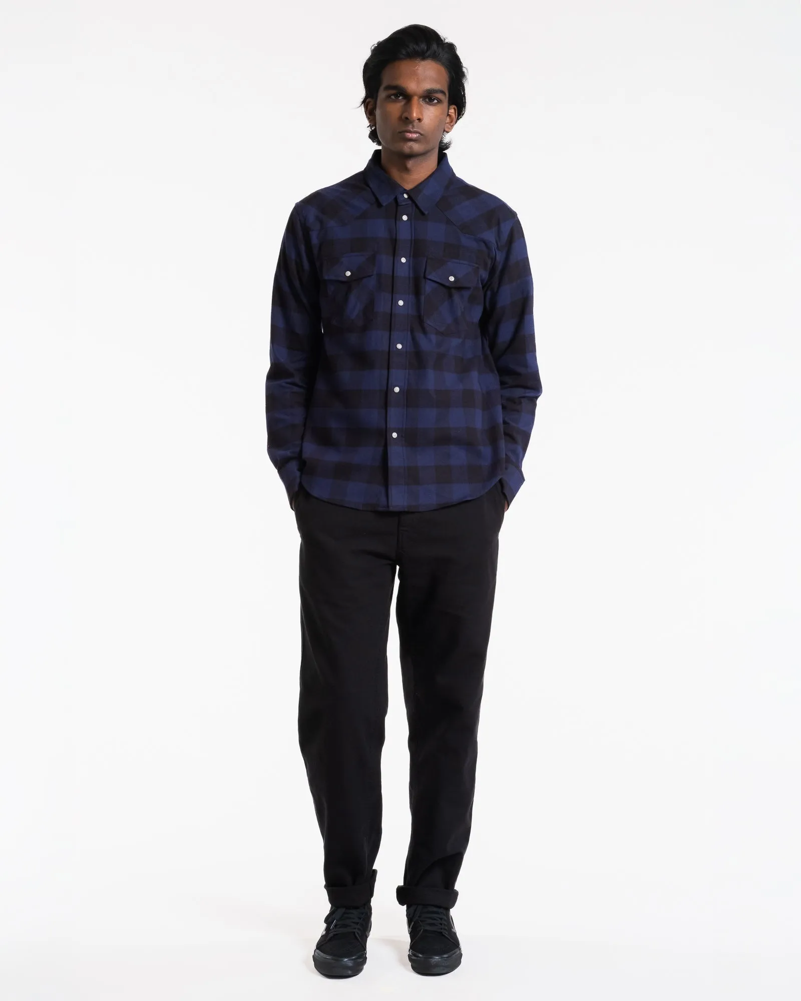 Western Shirt Check Twill Brushed Blue/Black sold by Eat Dust product image thumbnail 4