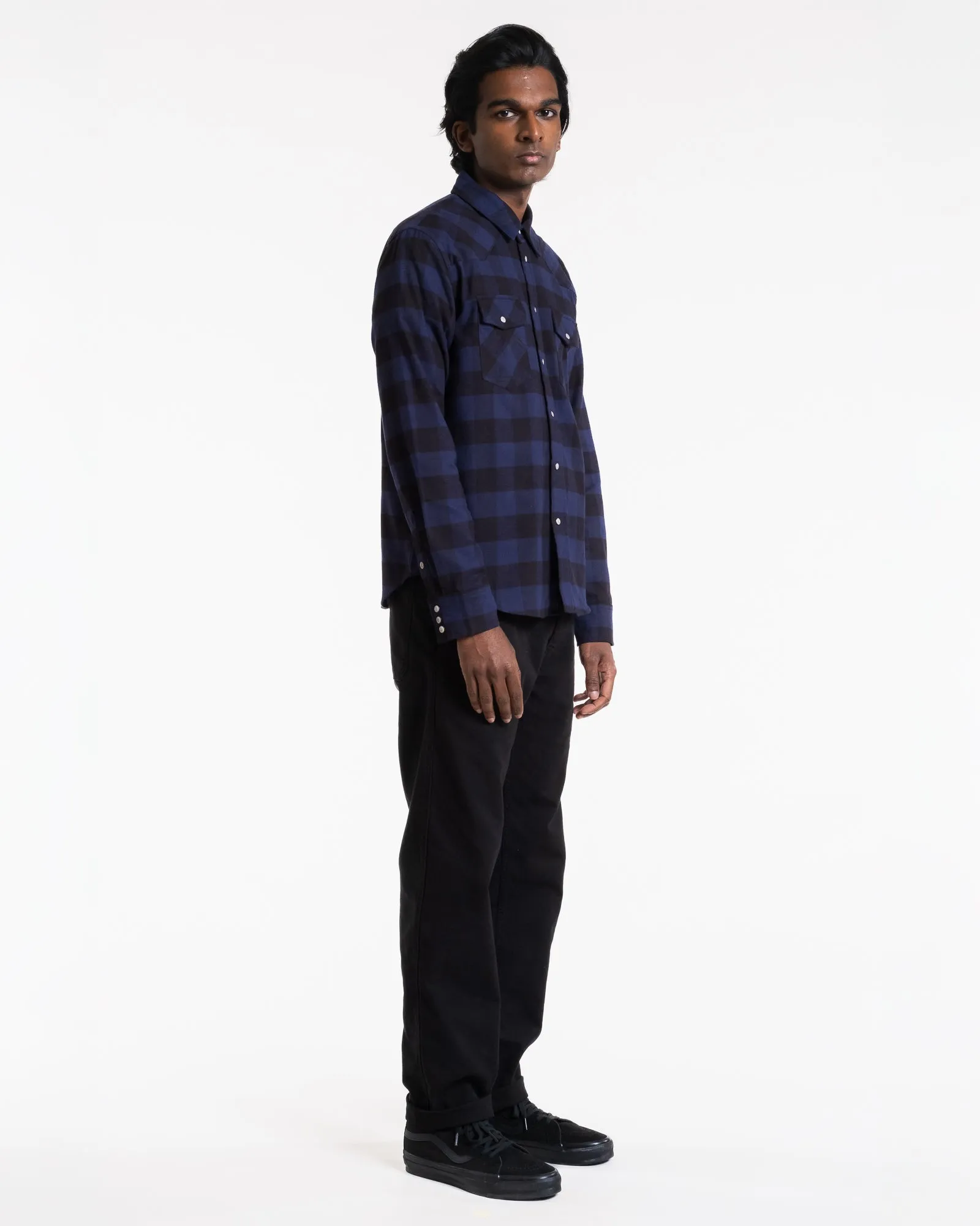 Western Shirt Check Twill Brushed Blue/Black sold by Eat Dust product image thumbnail 5